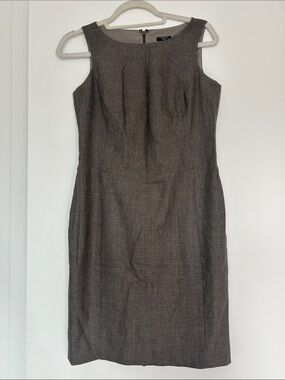 Ann Taylor Brown Textured Midi Sheath Dress